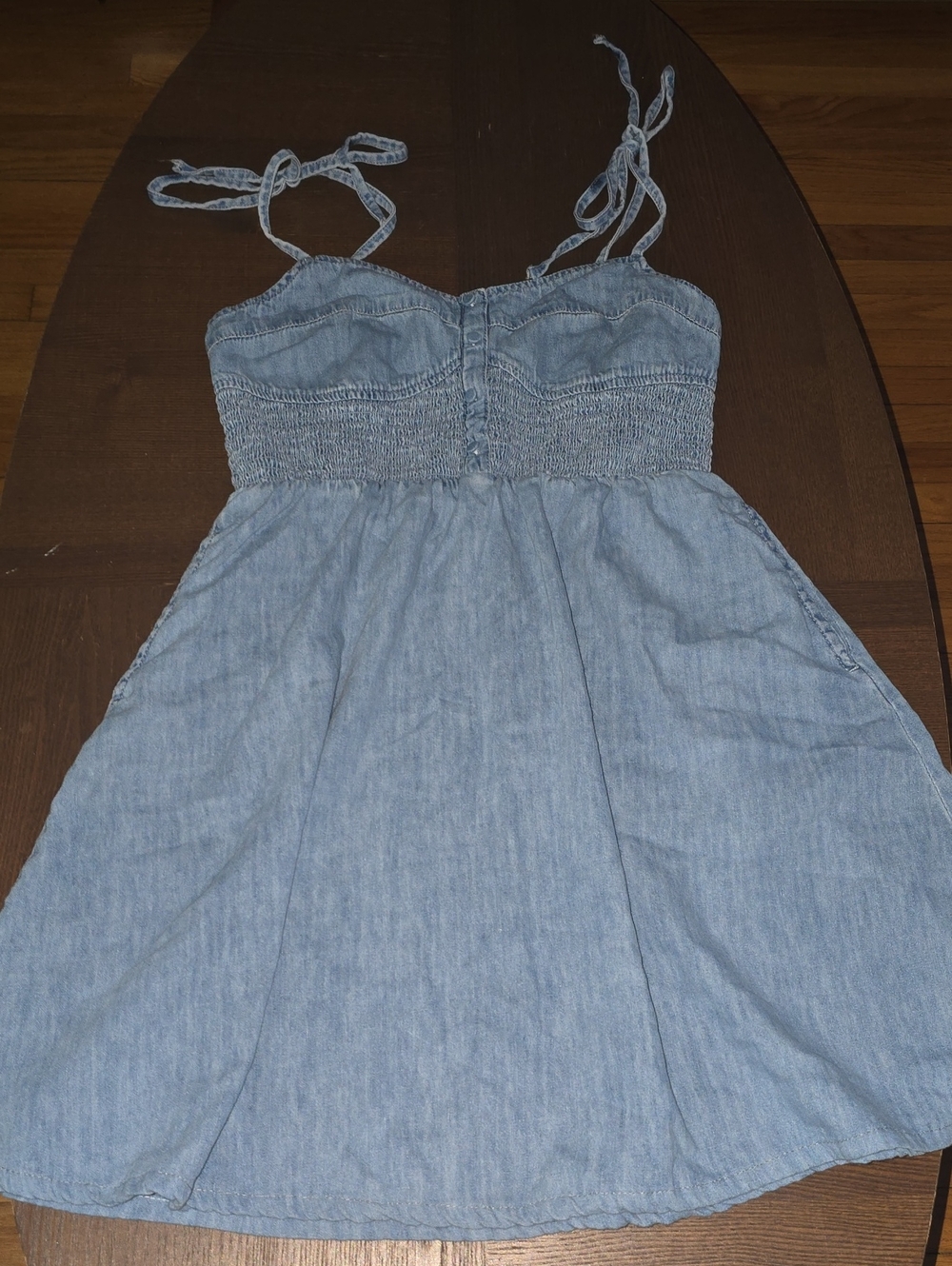 Light Wash Chambray Sundress with Tie Straps